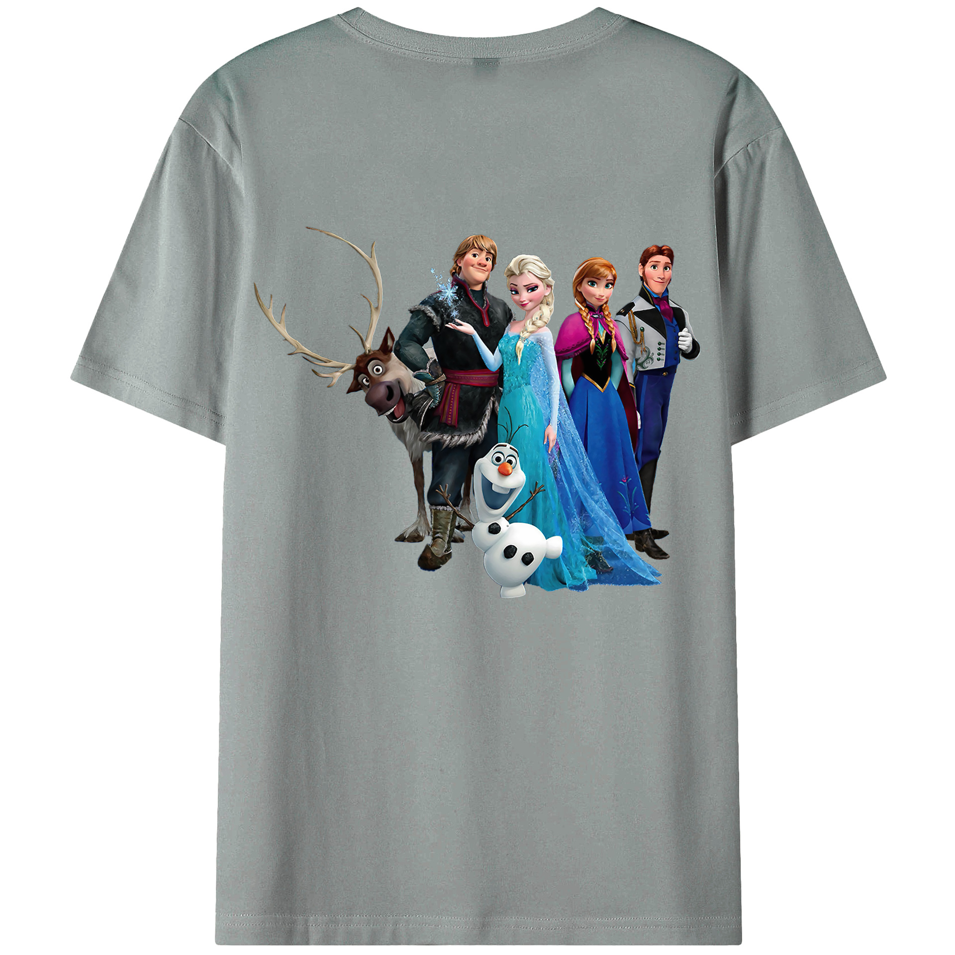 （画像用） アナと雪の女王 アンナ エルサ Frozen Anna Elsa 綿100％ メンズ半袖Tシャツ（バックプリント） 通気性